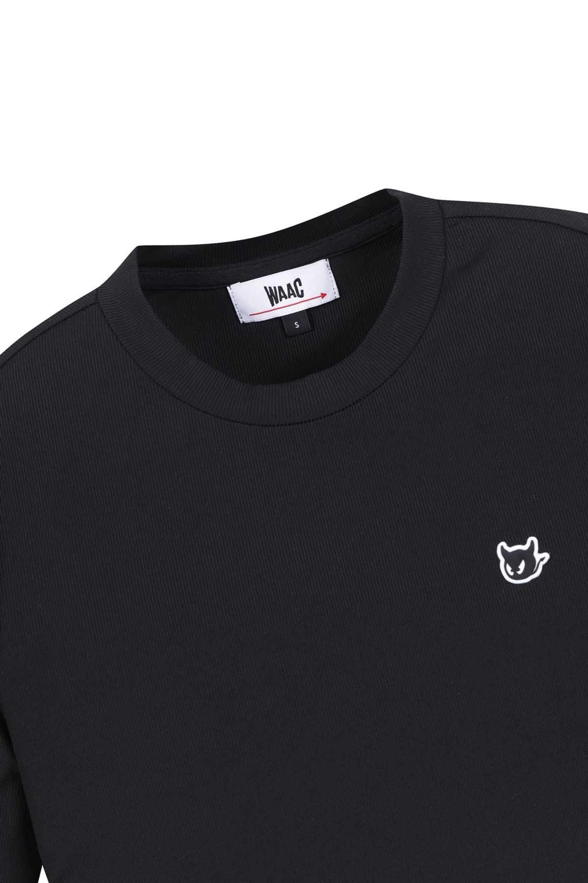 왁(WAAC) Women Cool Ribbed SS Crewneck Top_WWTCM25202BKX