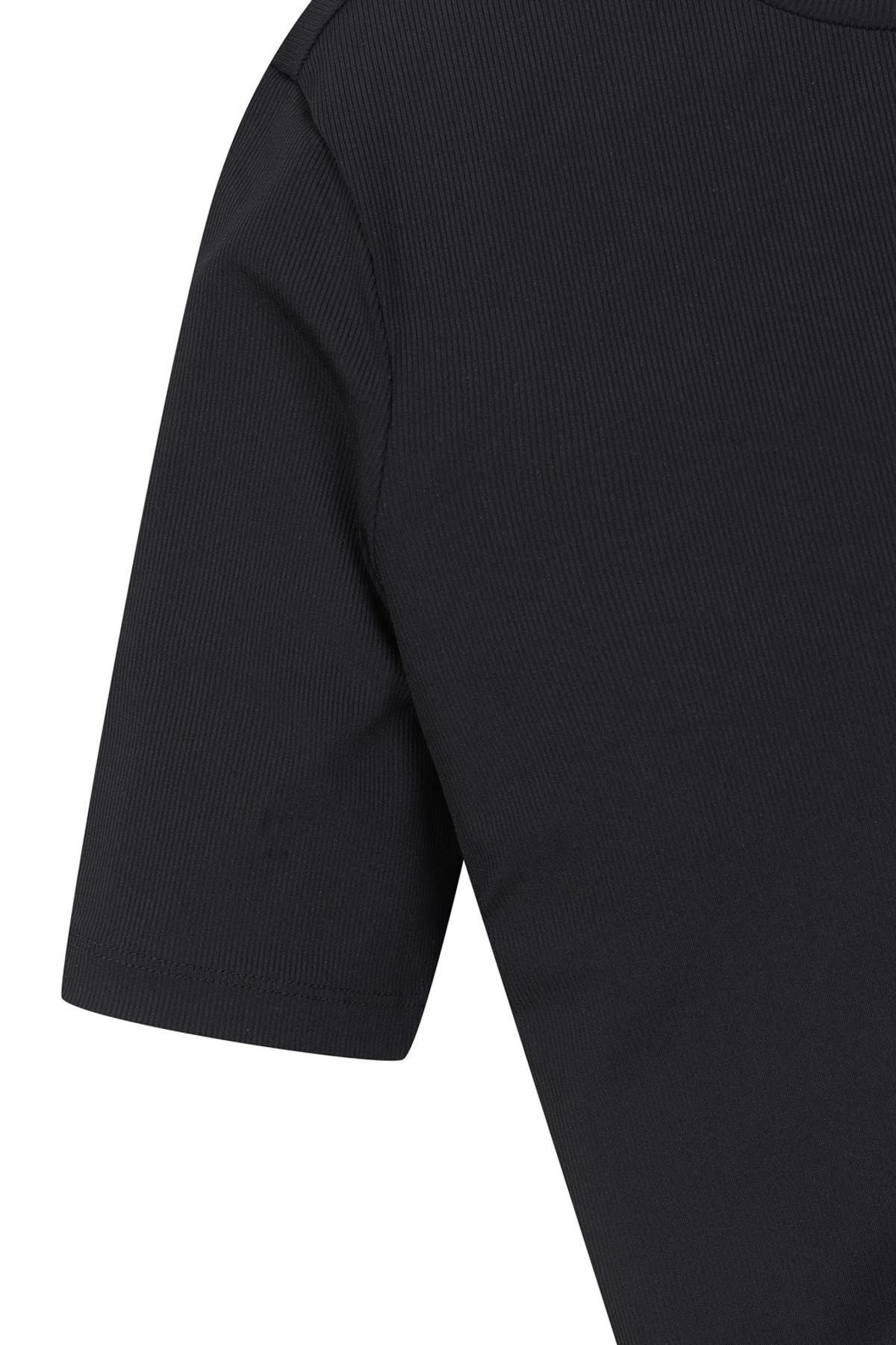 왁(WAAC) Women Cool Ribbed SS Crewneck Top_WWTCM25202BKX