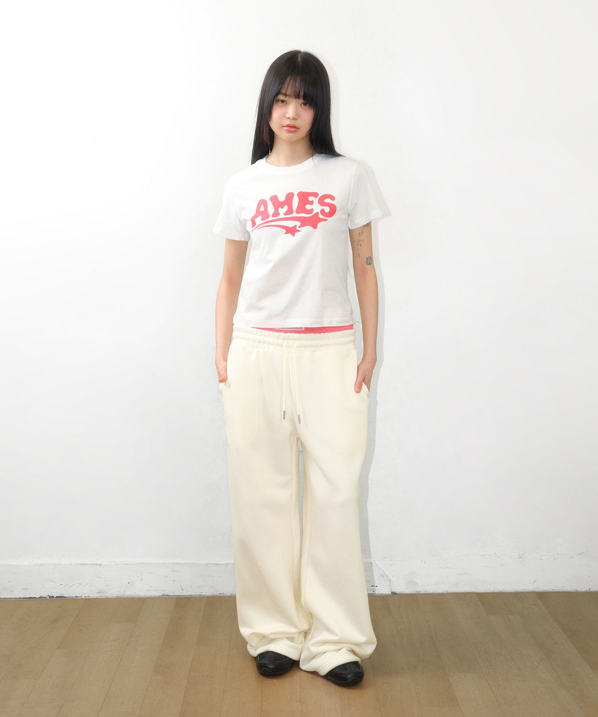 아메스 월드와이드(AMES-WORLDWIDE) LAYERED SWEAT PANTS CREAM