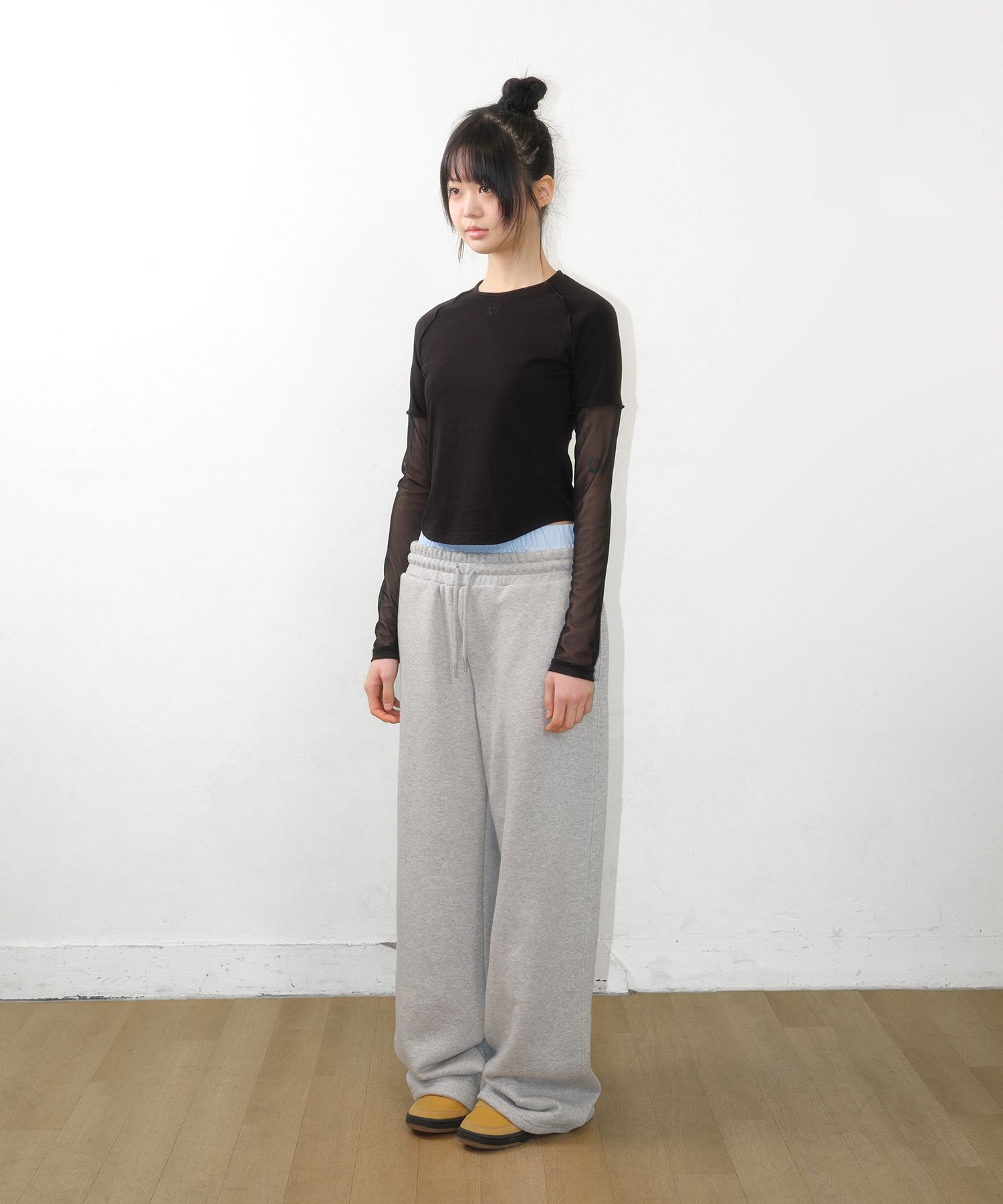 MUSINSA | AMES-WORLDWIDE LAYERED SWEAT PANTS GREY