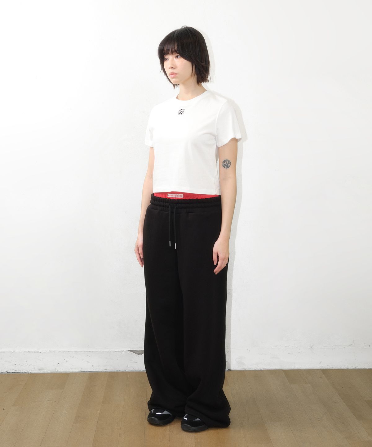 아메스 월드와이드(AMES-WORLDWIDE) LAYERED SWEAT PANTS BLACK
