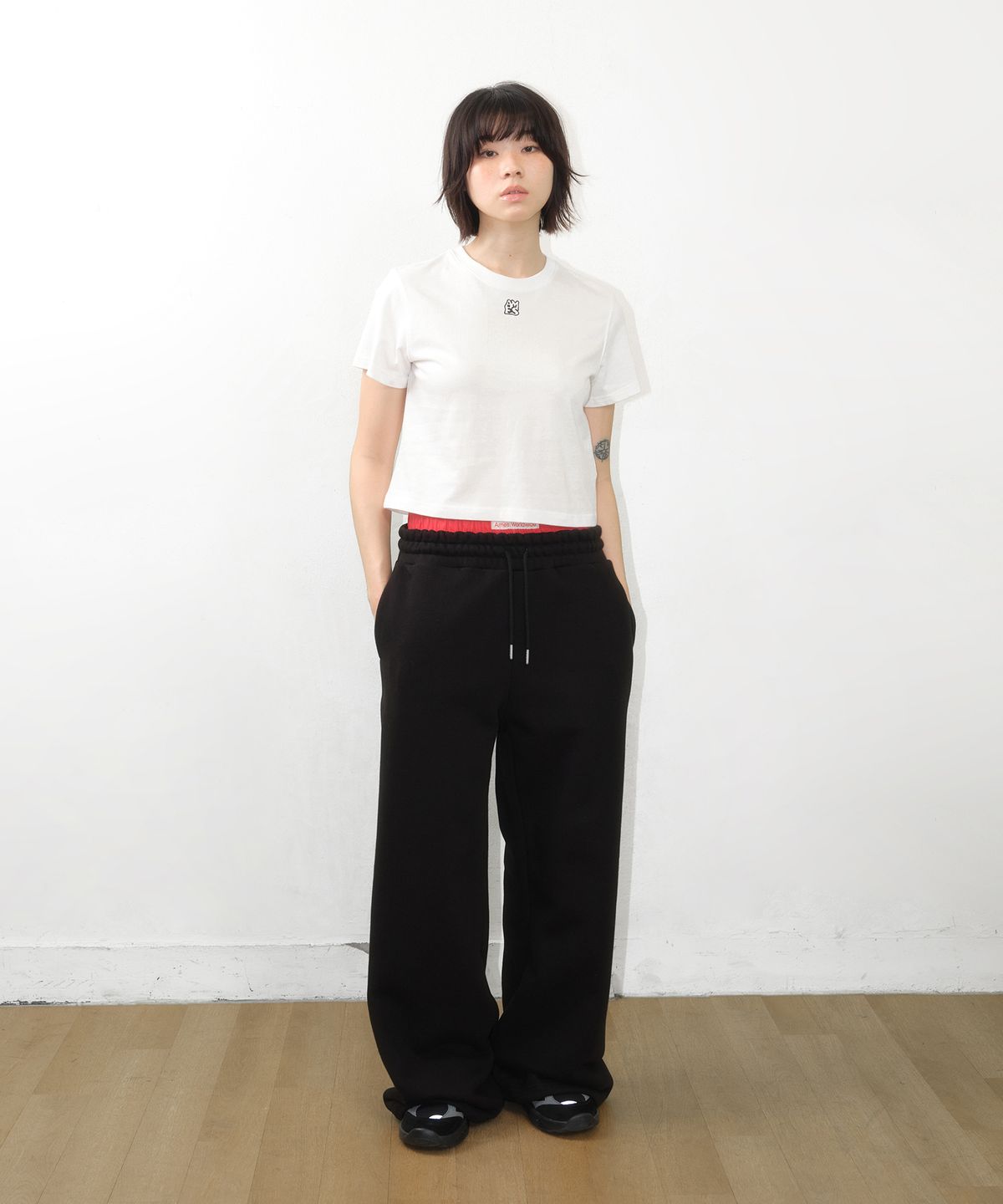 아메스 월드와이드(AMES-WORLDWIDE) LAYERED SWEAT PANTS BLACK