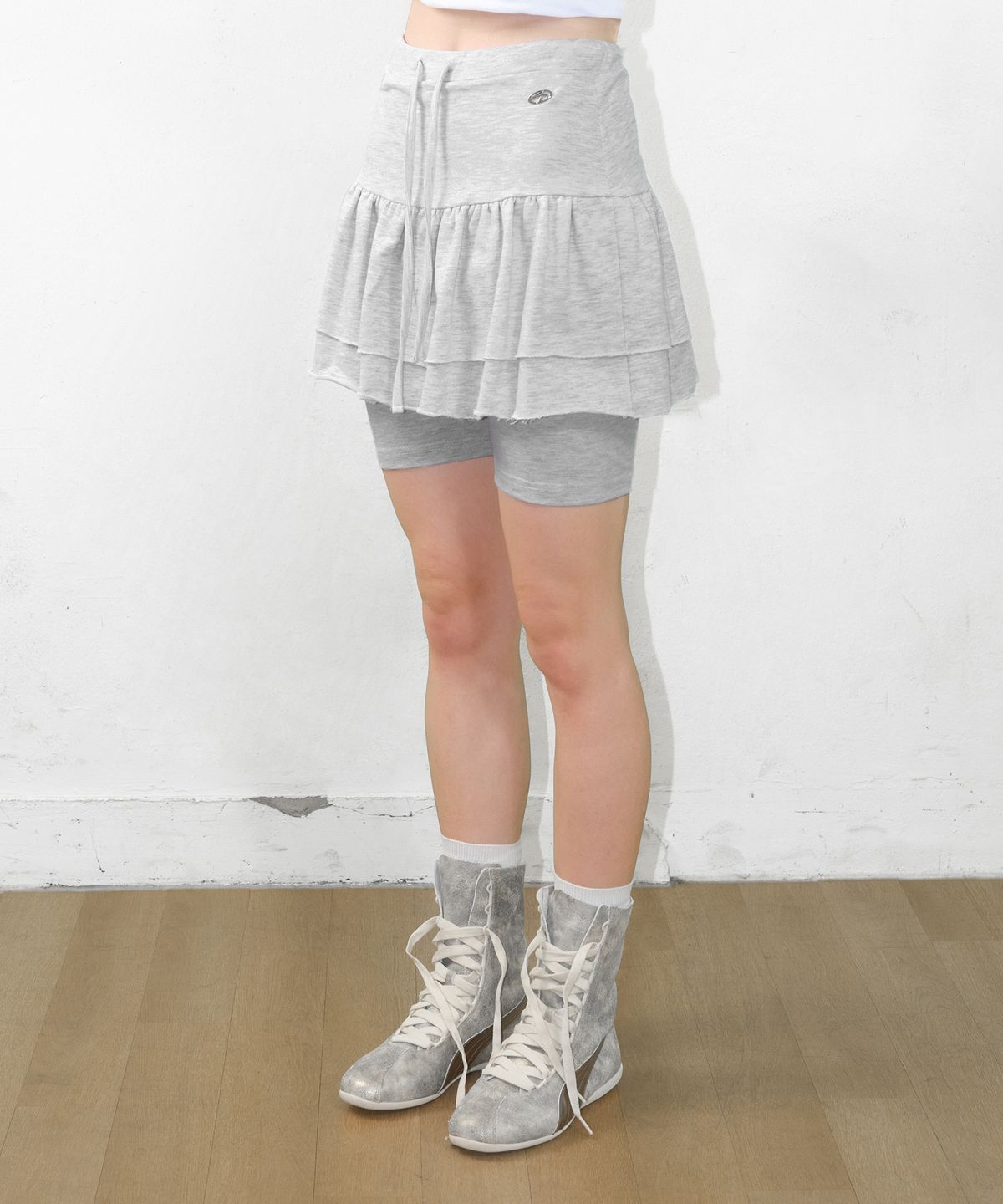 아메스 월드와이드(AMES-WORLDWIDE) FRILL MINI SKIRT GREY