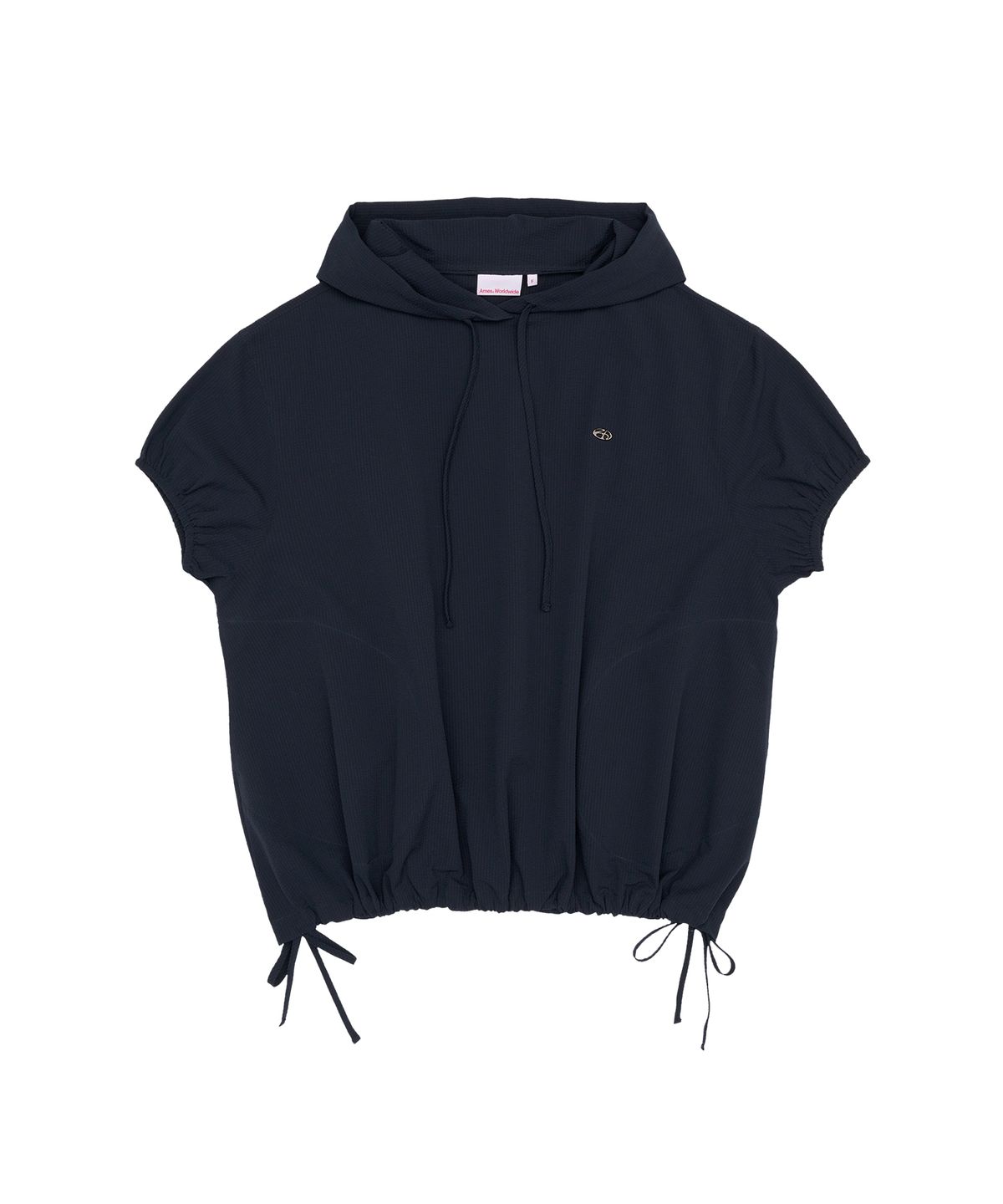 아메스 월드와이드(AMES-WORLDWIDE) OVERFIT WRINKLE SHORTSLEEVE HOODIE NAVY