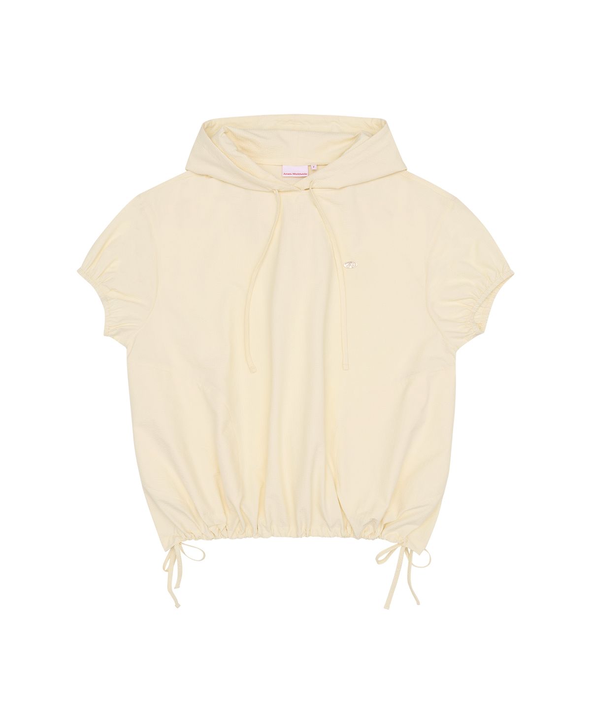아메스 월드와이드(AMES-WORLDWIDE) OVERFIT WRINKLE SHORTSLEEVE HOODIE YELLOW