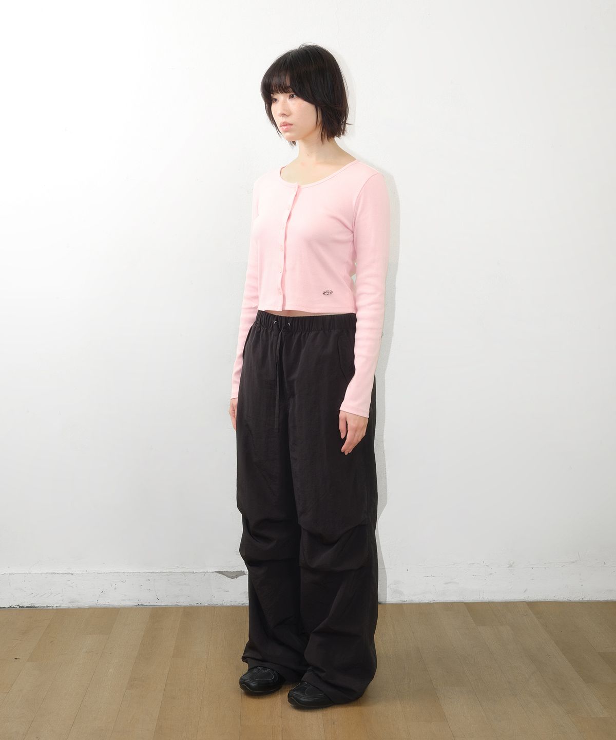 아메스 월드와이드(AMES-WORLDWIDE) RIB U-NECK CARDIGAN PINK