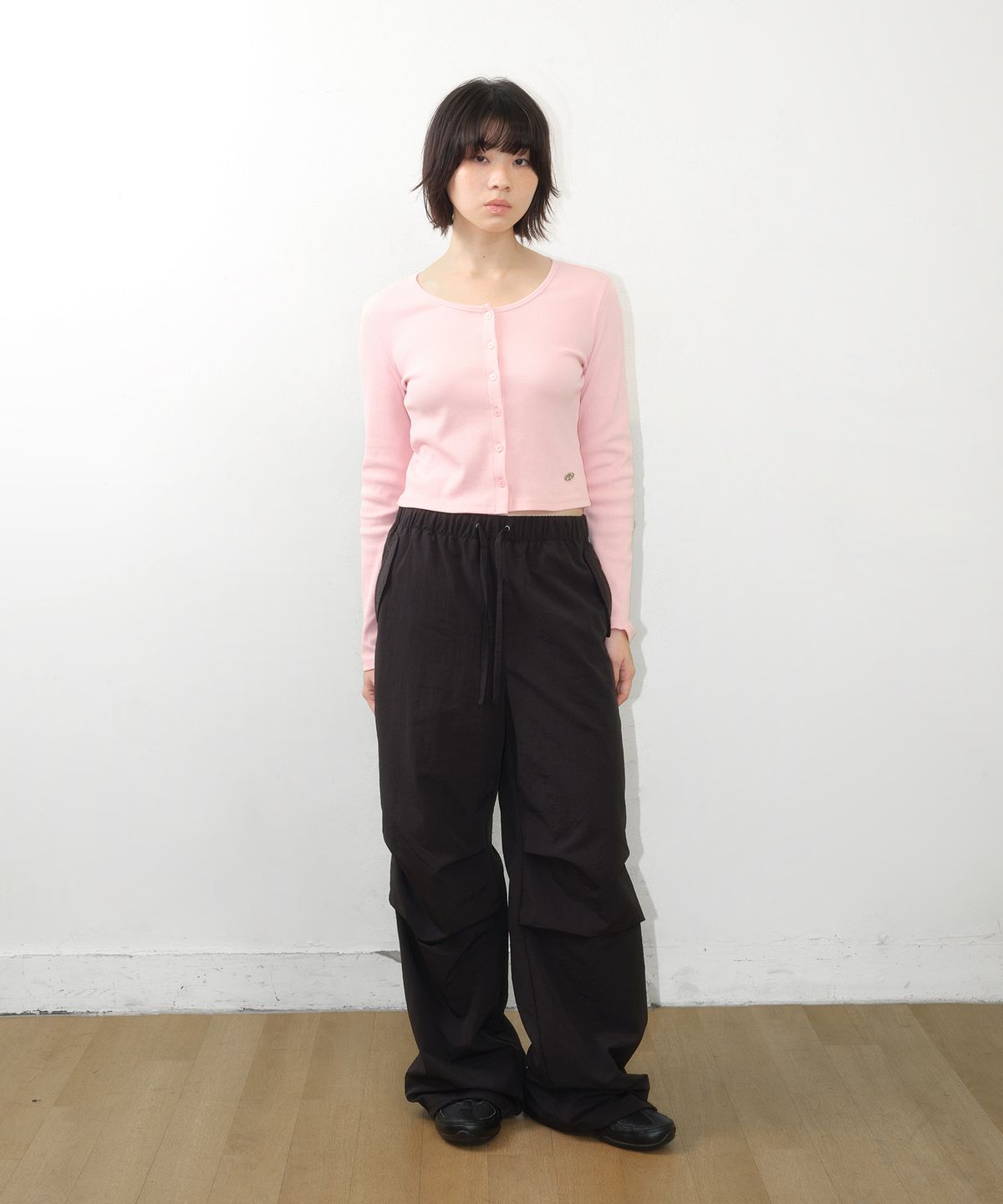 아메스 월드와이드(AMES-WORLDWIDE) RIB U-NECK CARDIGAN PINK