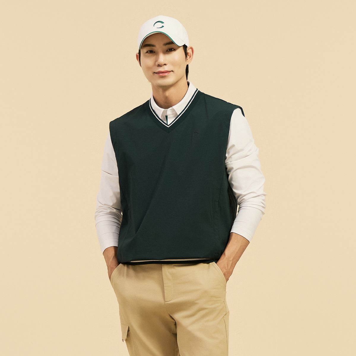 챌린저(CHALLENGER) 남성 스트레치 배색 카라 티셔츠 화이트