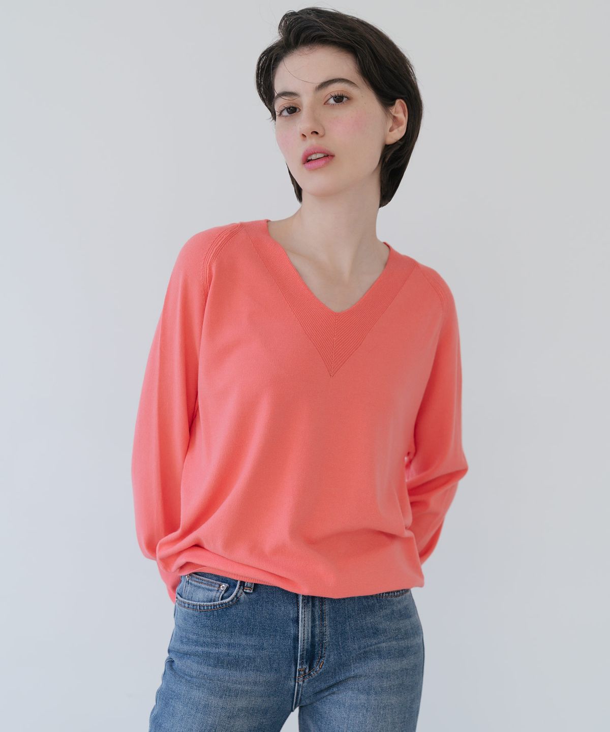 바스카라(VASCARA) V-neck Raglan Long Sleeve Knitwear (6colors)