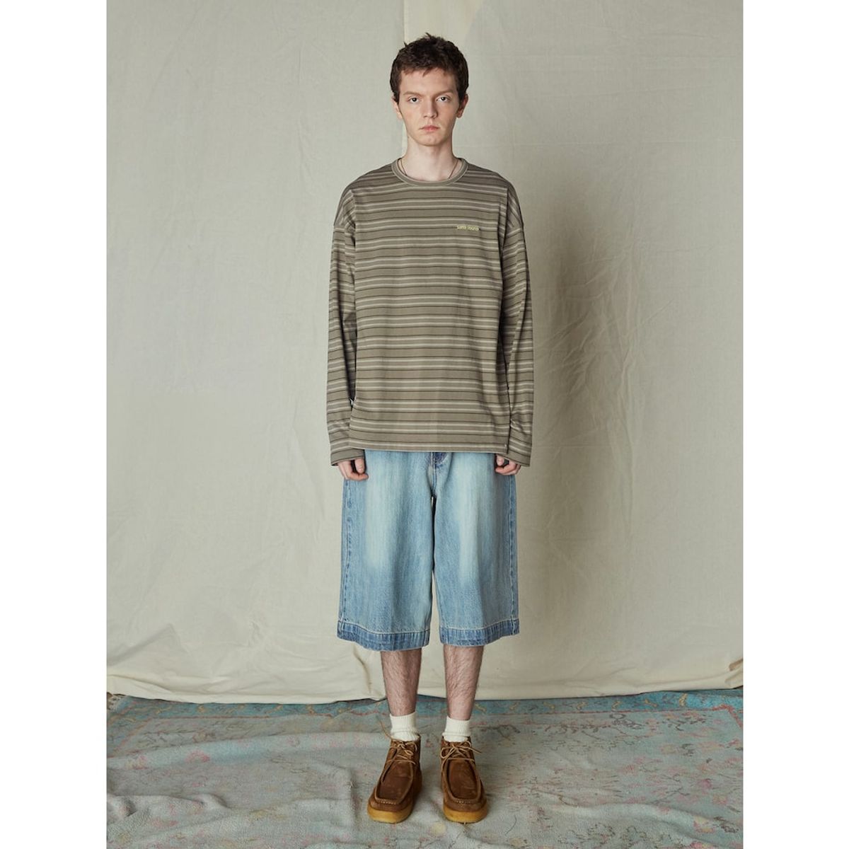 샌드 사운드(SAND SOUND) Striped LongSleeved TShirt  Khaki