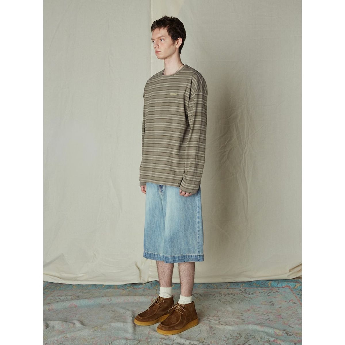 샌드 사운드(SAND SOUND) Striped LongSleeved TShirt  Khaki