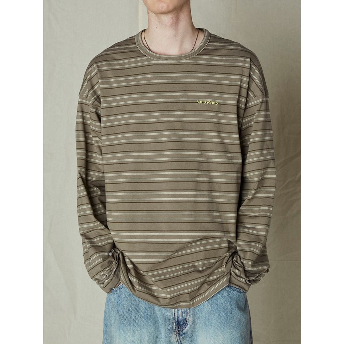 샌드 사운드(SAND SOUND) Striped LongSleeved TShirt  Khaki