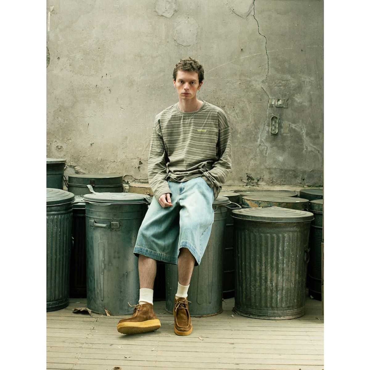 샌드 사운드(SAND SOUND) Striped LongSleeved TShirt  Khaki