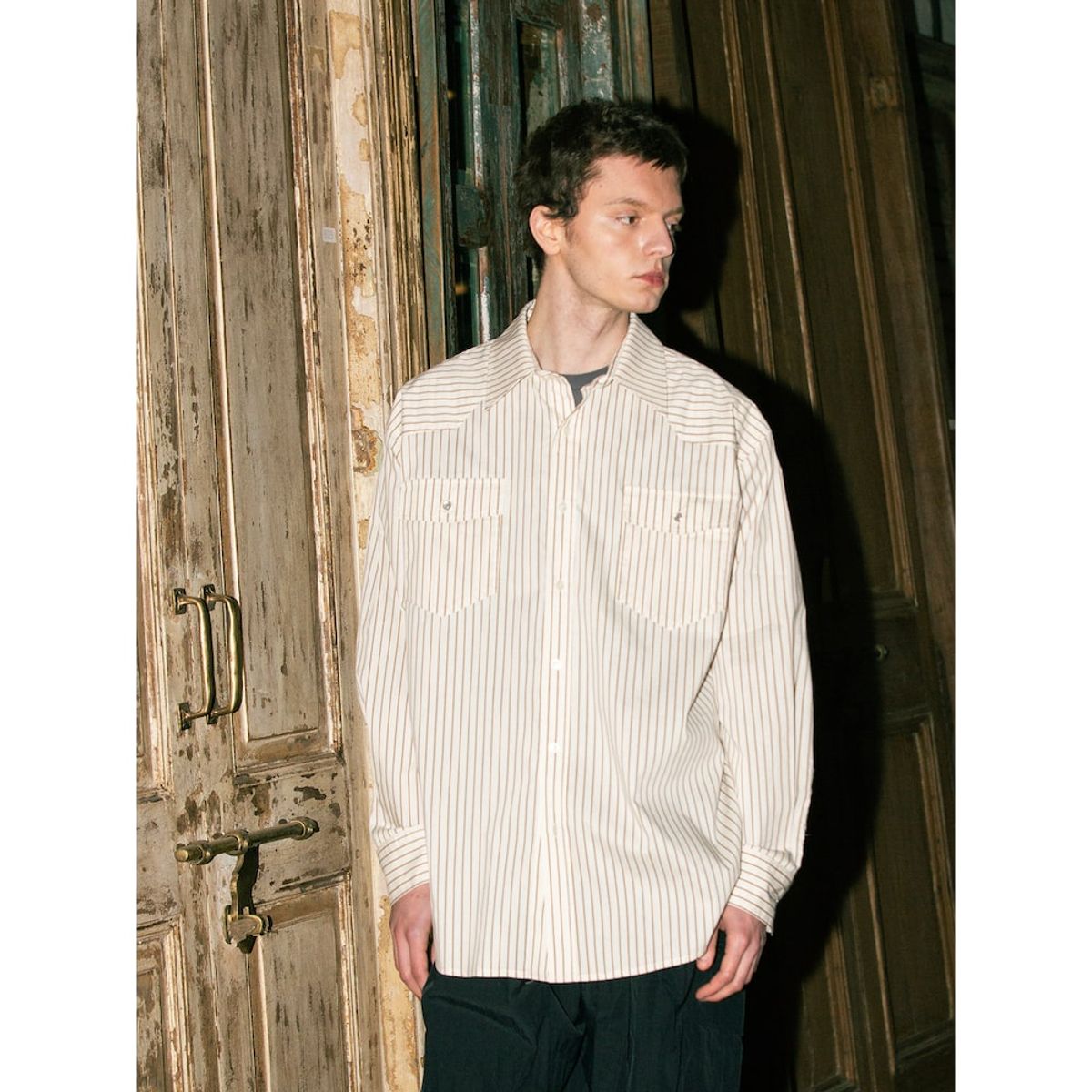 샌드 사운드(SAND SOUND) Striped LongSleeved Shirt  Beige