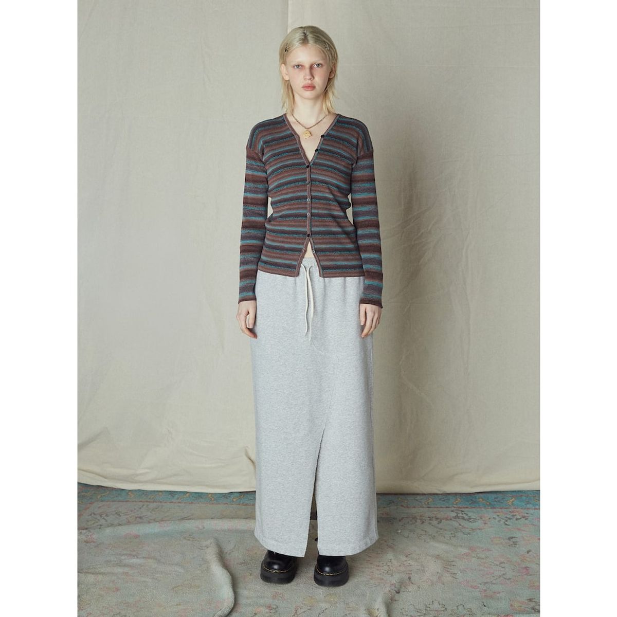 샌드 사운드(SAND SOUND) Women Stripe Cardigan  Brown
