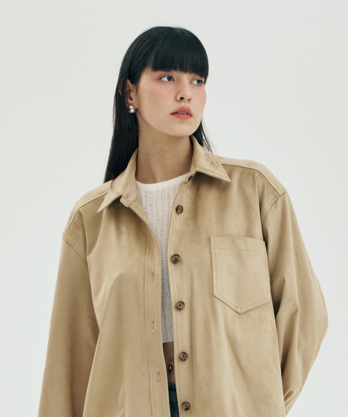 핀블랙(PINBLACK) 스탠카라 스웨이드 셔켓