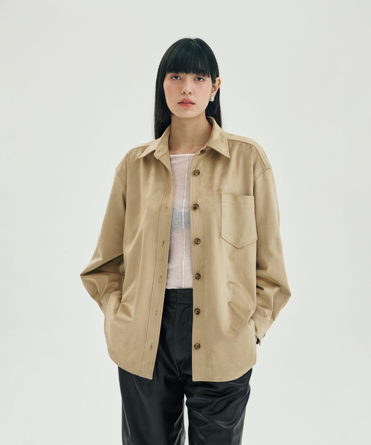핀블랙(PINBLACK) 스탠카라 스웨이드 셔켓