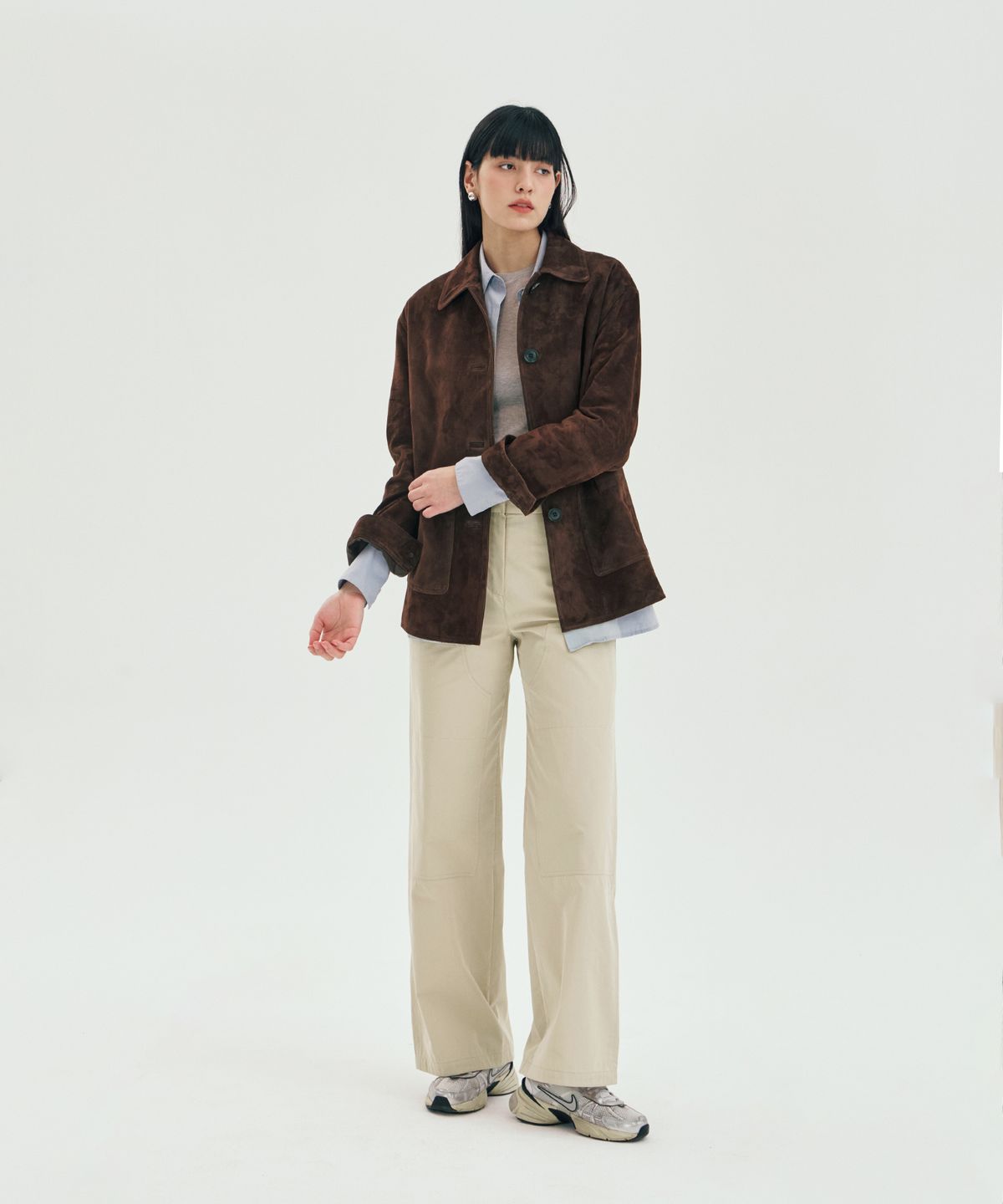 핀블랙(PINBLACK) 더블니 스트레이트 팬츠