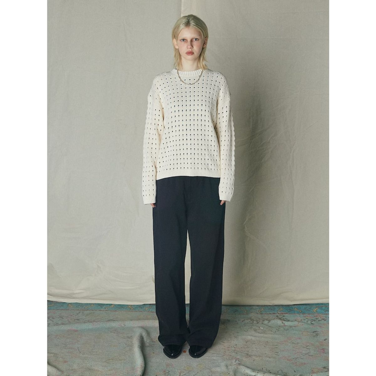 샌드 사운드(SAND SOUND) Crochet Crew Neck Sweater  Ivory