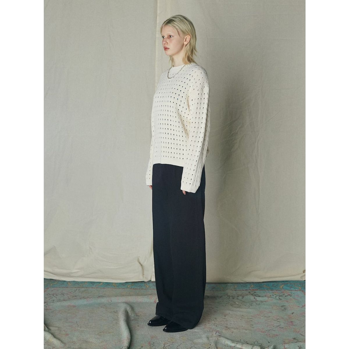 샌드 사운드(SAND SOUND) Crochet Crew Neck Sweater  Ivory