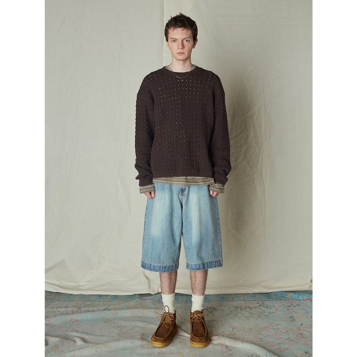 샌드 사운드(SAND SOUND) Crochet Crew Neck Sweater  Brown