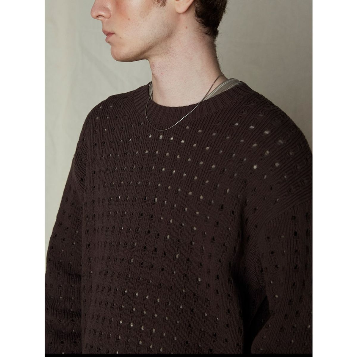 샌드 사운드(SAND SOUND) Crochet Crew Neck Sweater  Brown