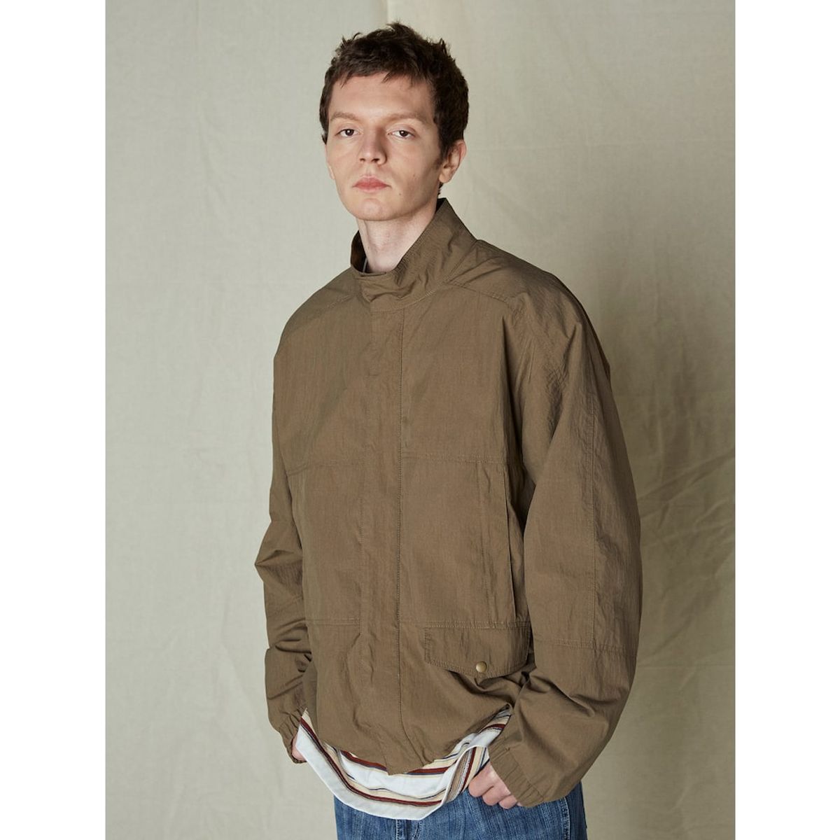 샌드 사운드(SAND SOUND) Stand Collar Light Weight Jumper  Yellowish Brown