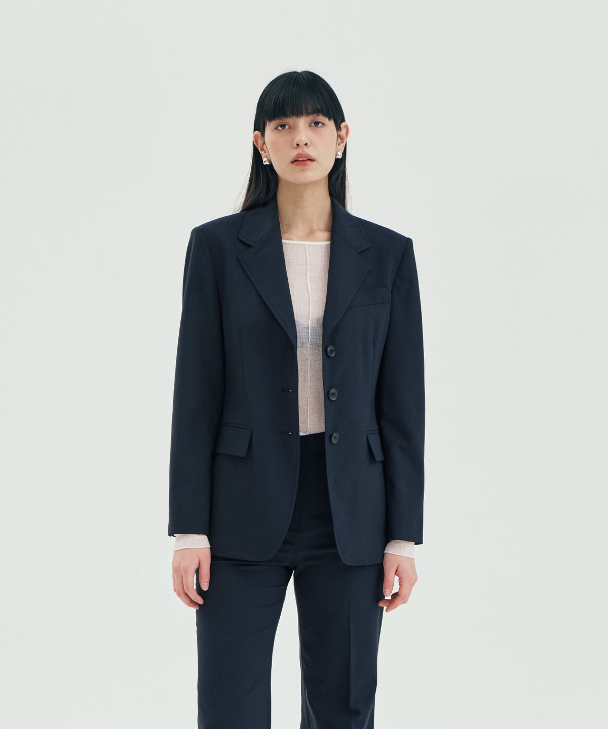핀블랙(PINBLACK) 울 믹스 테일러드 셋업 자켓