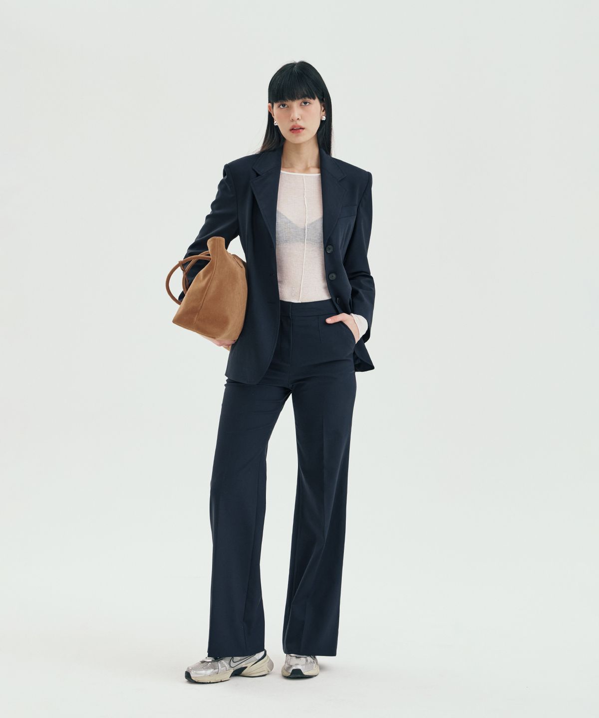 핀블랙(PINBLACK) 울 믹스 테일러드 셋업 자켓