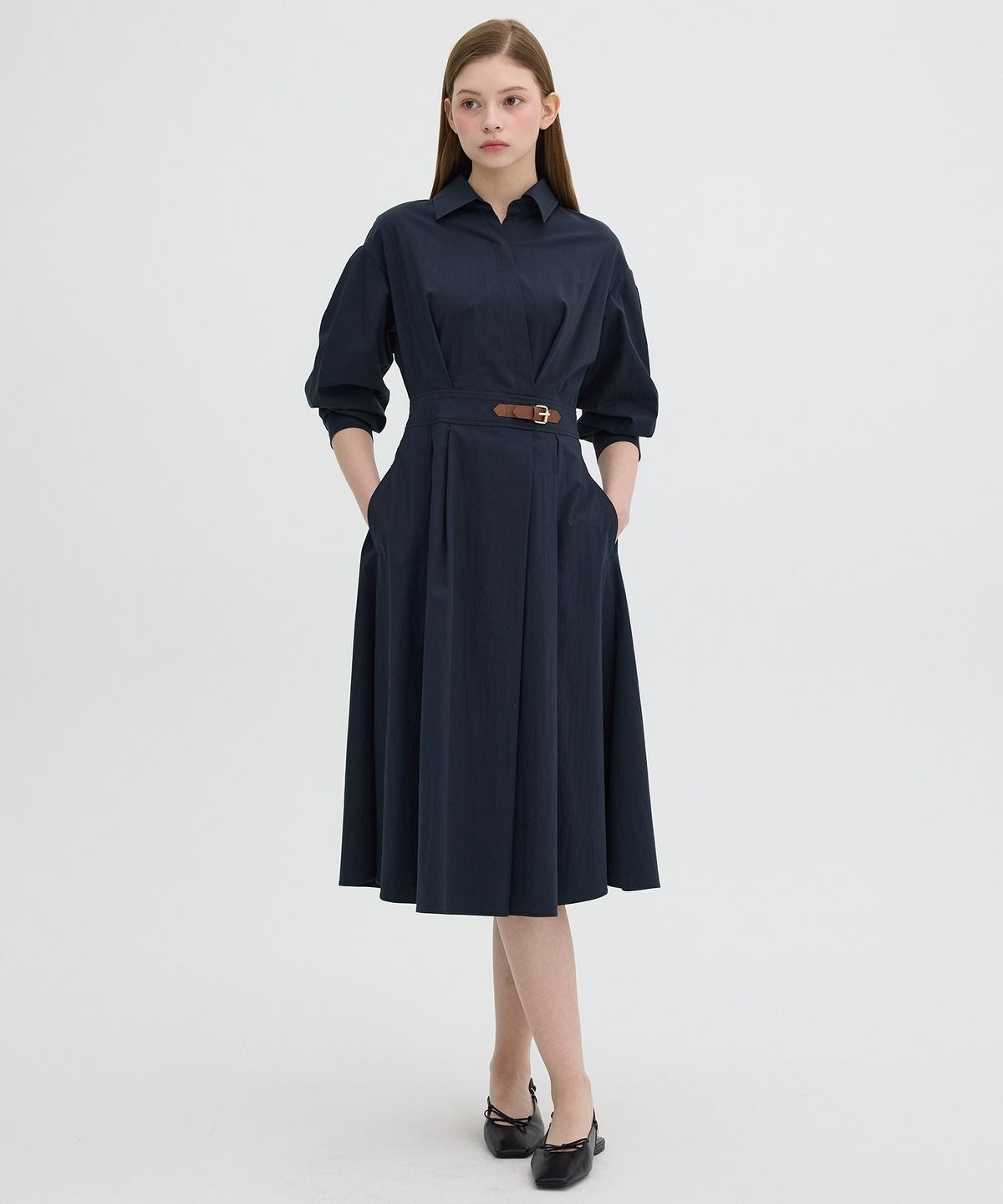 올리브 데 올리브(OLIVE DES OLIVE) 셔츠형 비죠 장식 랩 원피스 OW5SO2600
