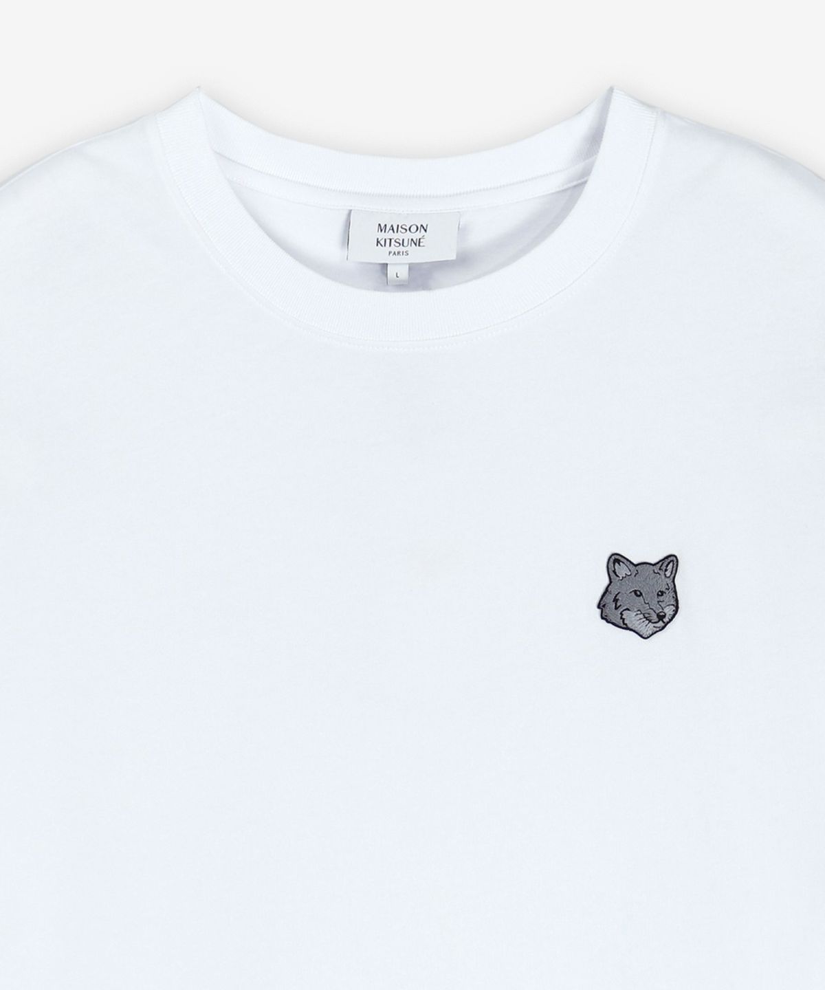 메종 키츠네(MAISON KITSUNE) 볼드 폭스 헤드 패치 오버사이즈 반소매 티셔츠 - 화이트 / OM00128KJ0119P100