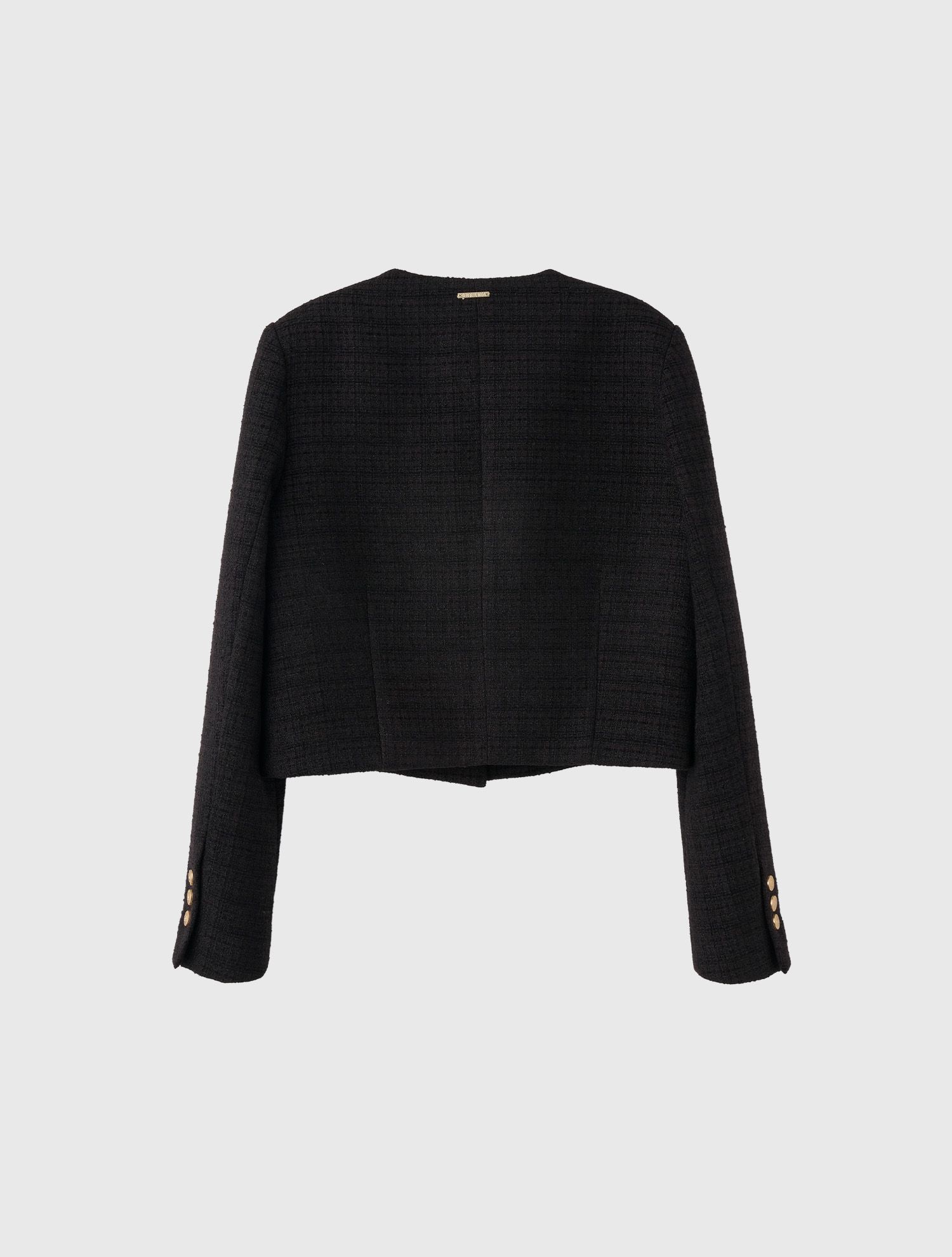 MUSINSA | GENERAL IDEA Semi-cropped Tweed Jacket [BLACK