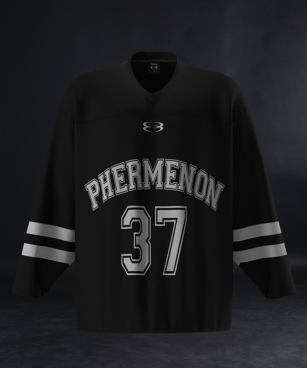 페르메논(PHERMENON) 오버핏 럭비 저지 롱 슬리브 - 블랙