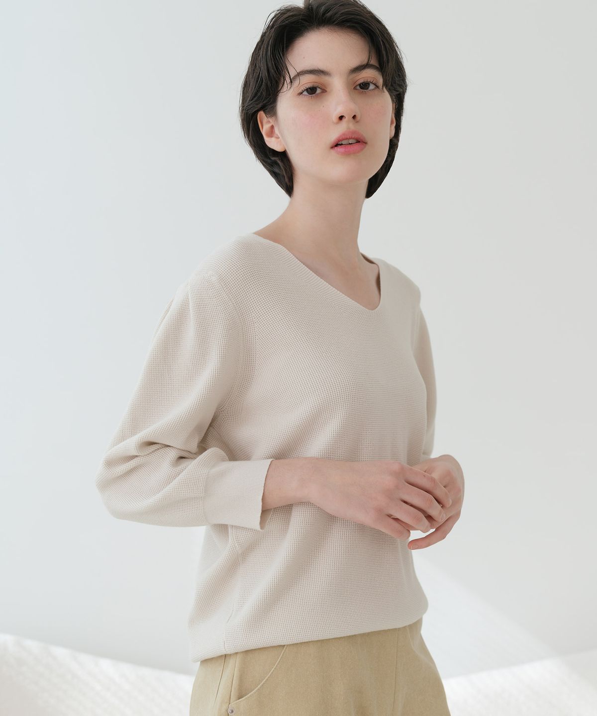 바스카라(VASCARA) Drop Puff V Neck Capri Knitwear (5colors)