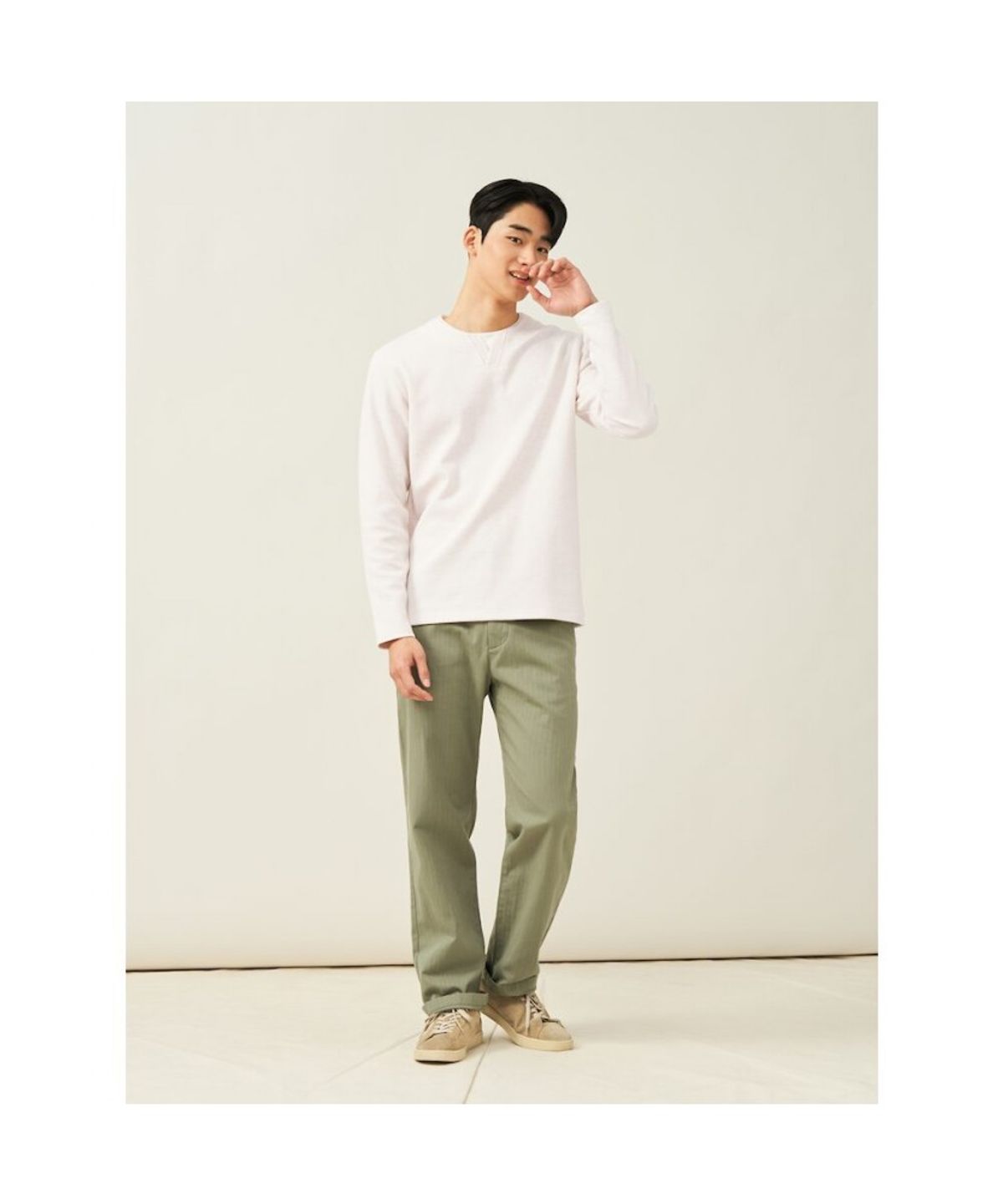 빈폴 멘(BEANPOLE MEN) 레이어드 라운드 티셔츠  아이보리 (BC5241C340)