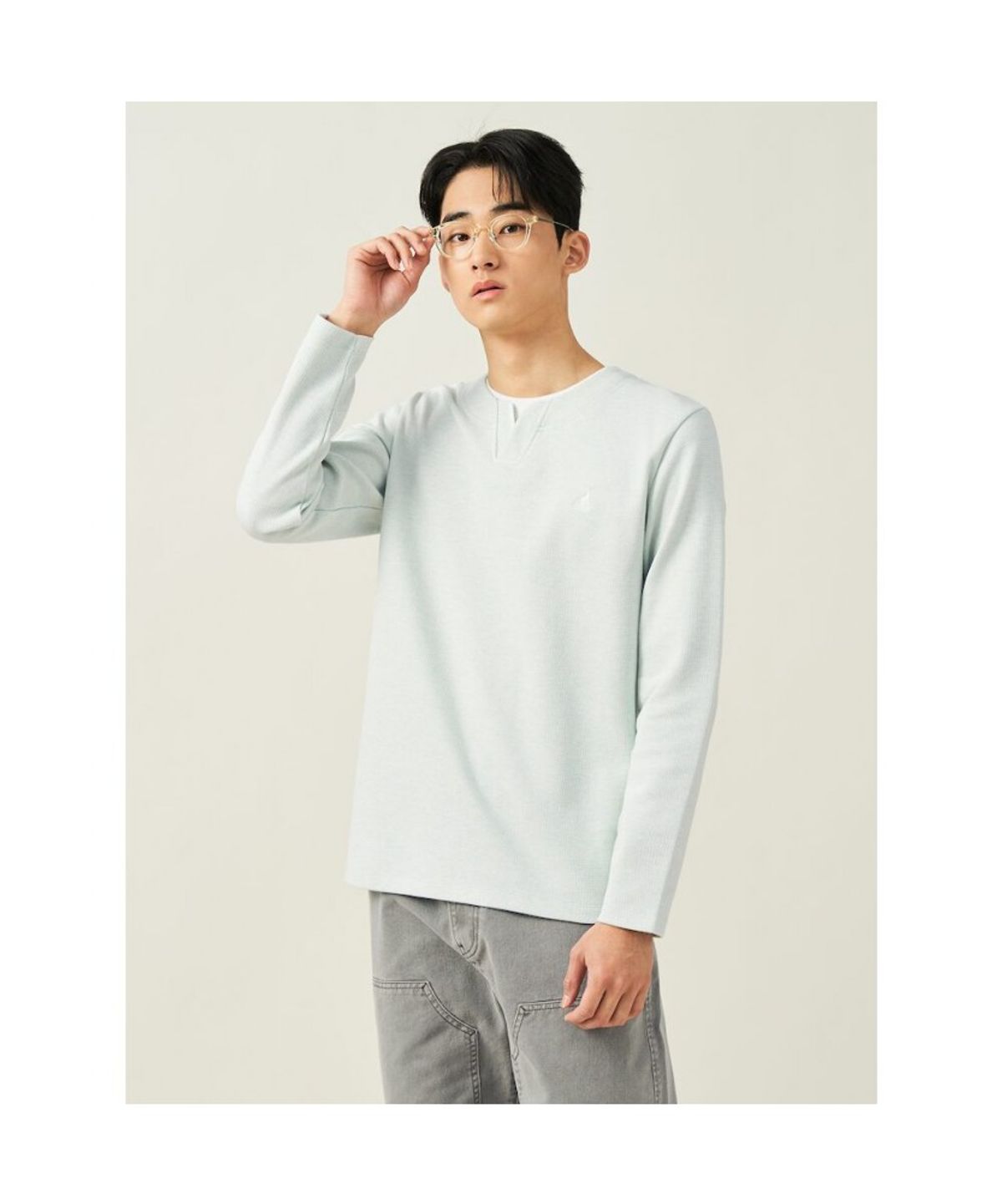 빈폴 멘(BEANPOLE MEN) 레이어드 라운드 티셔츠  라이트 그린 (BC5241C34L)