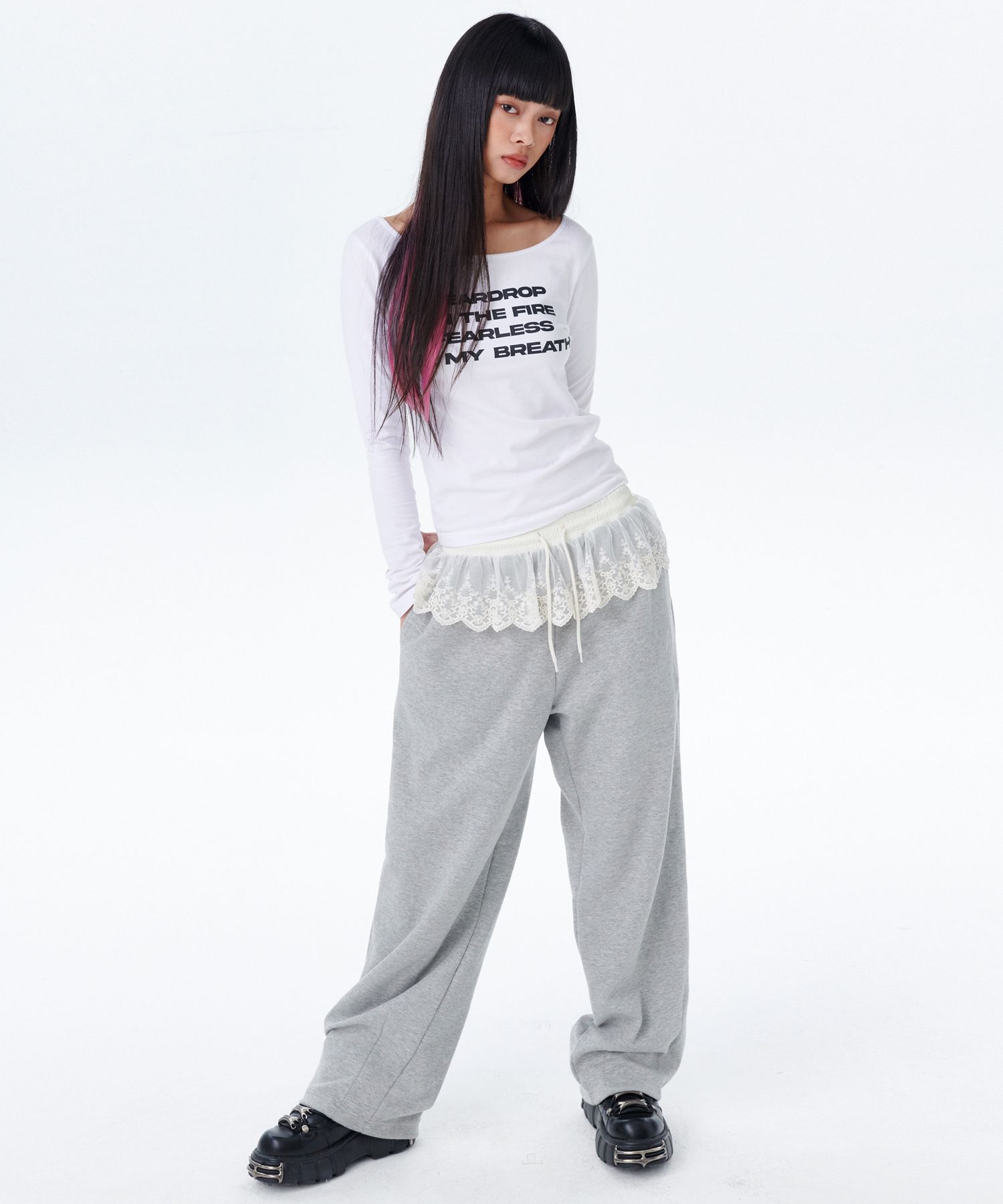 MUSINSA | RUNNING HIGH Lace Sweatpants [Grey]