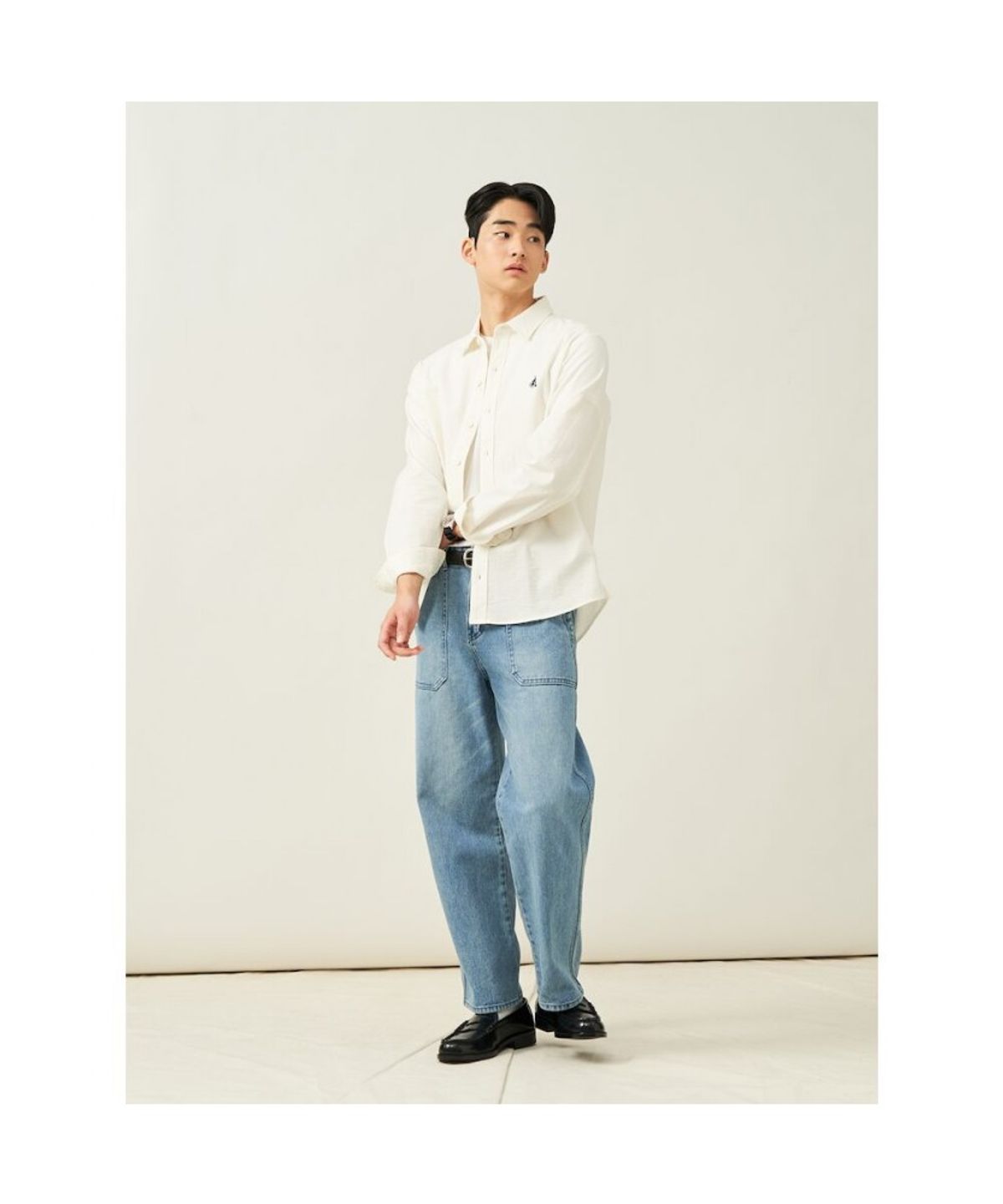 빈폴 멘(BEANPOLE MEN) 시어서커 저지 셔츠  화이트 (BC5241C531)