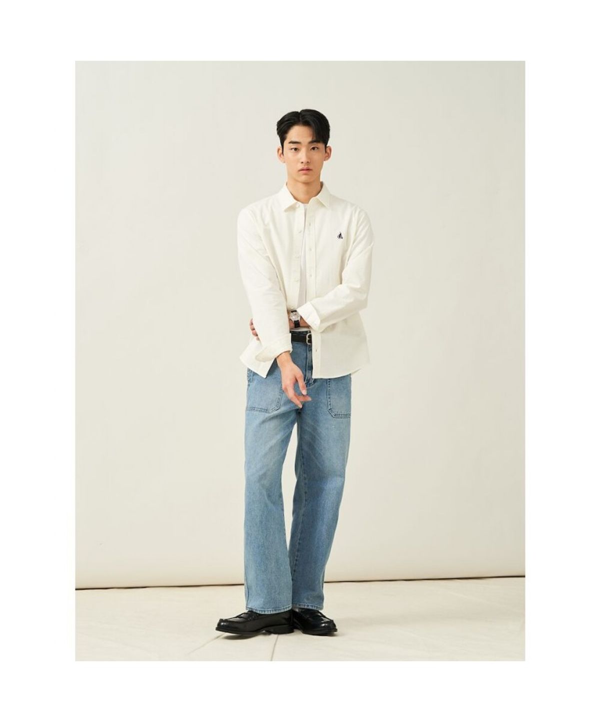 빈폴 멘(BEANPOLE MEN) 시어서커 저지 셔츠  화이트 (BC5241C531)