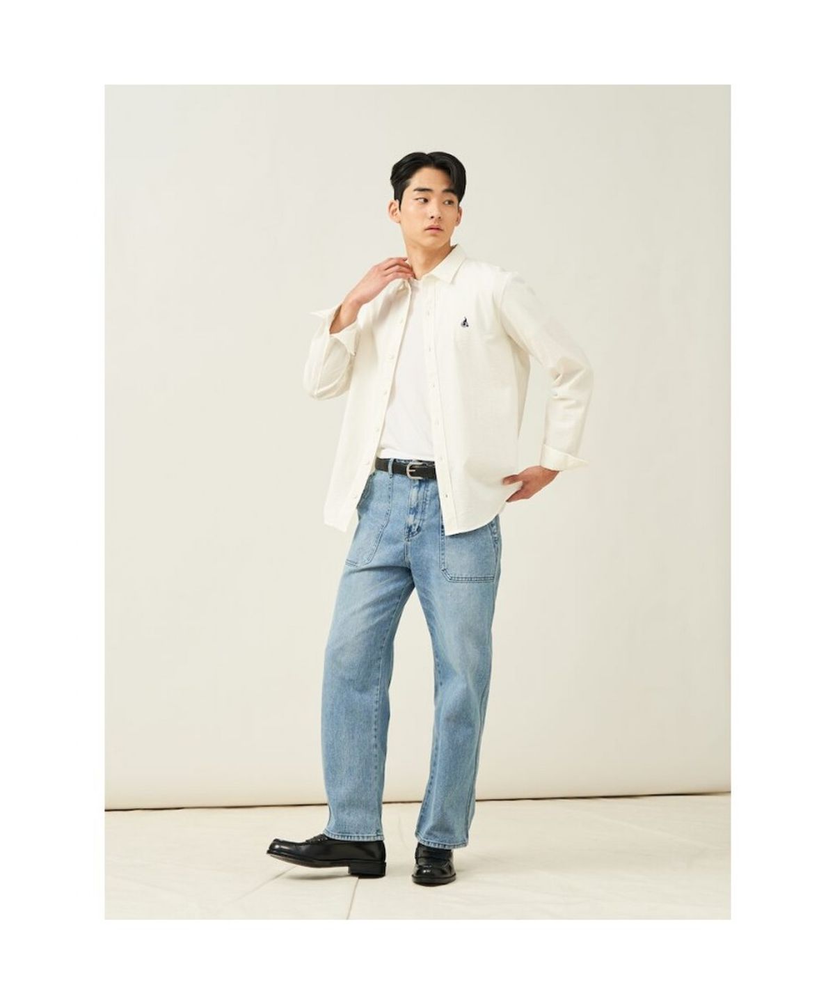 빈폴 멘(BEANPOLE MEN) 시어서커 저지 셔츠  화이트 (BC5241C531)