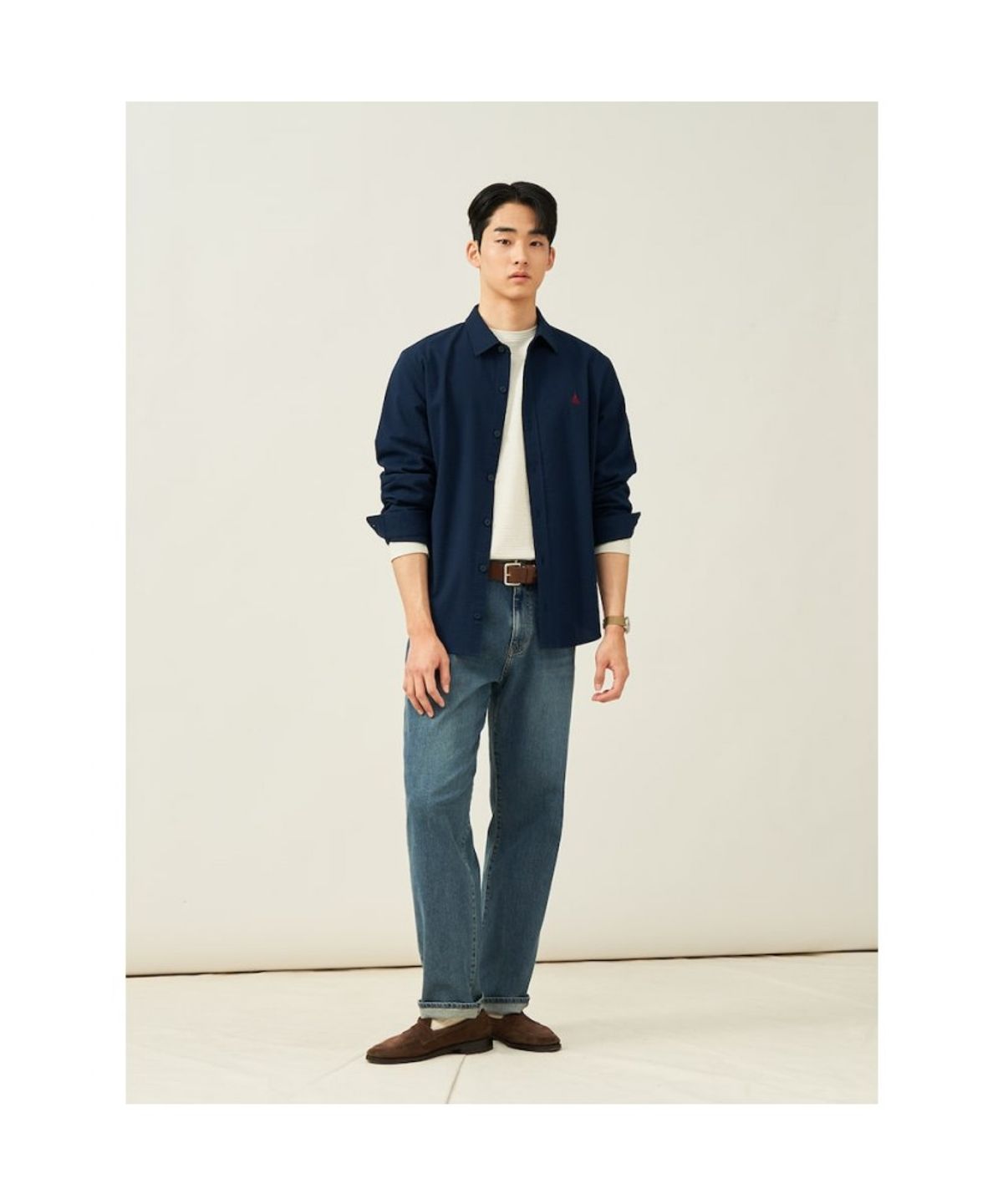 빈폴 멘(BEANPOLE MEN) 시어서커 저지 셔츠  네이비 (BC5241C53R)