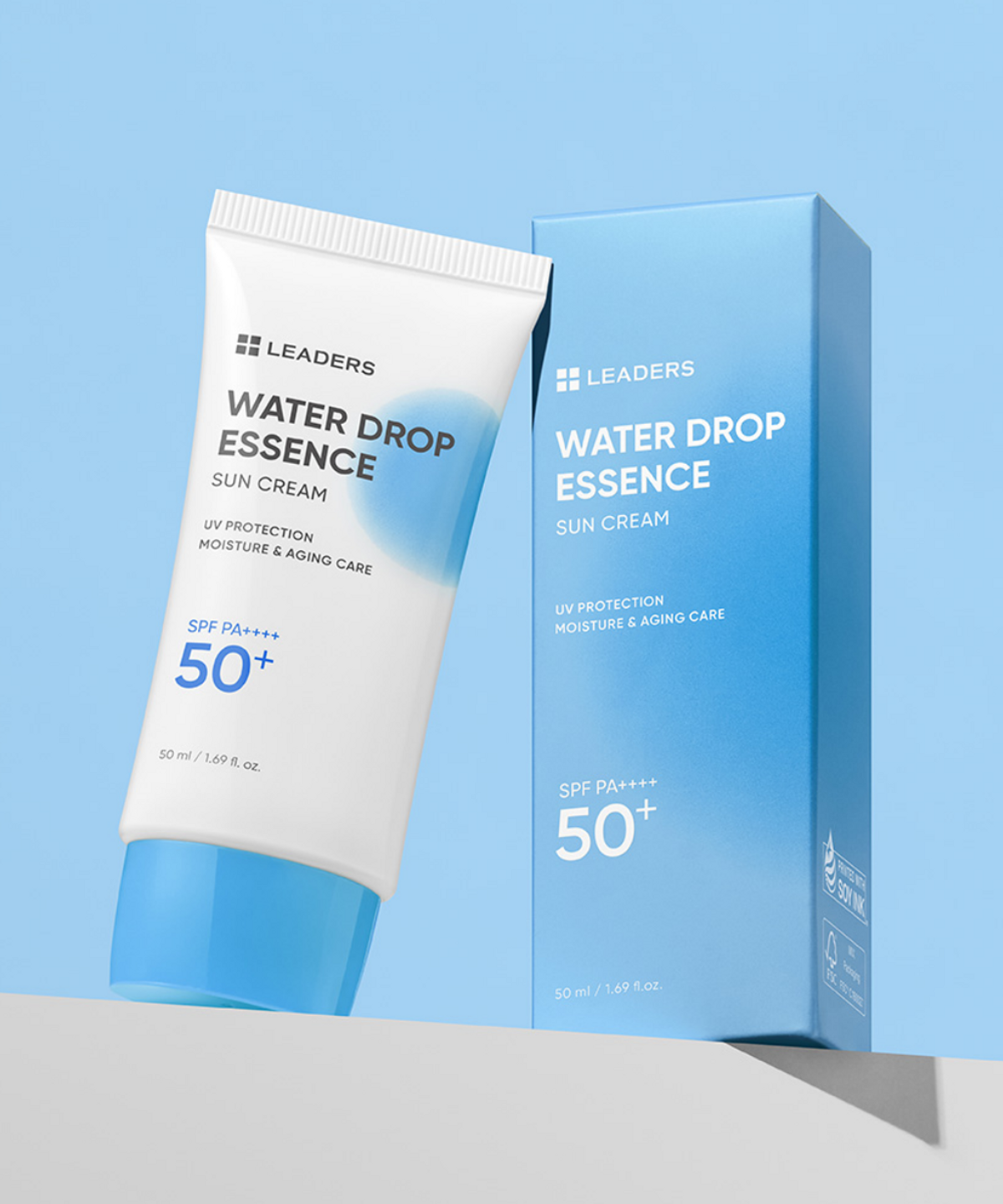 리더스코스메틱(LEADERS COSMETICS) 리더스 워터드롭 에센스 유기자차 선크림 50ml