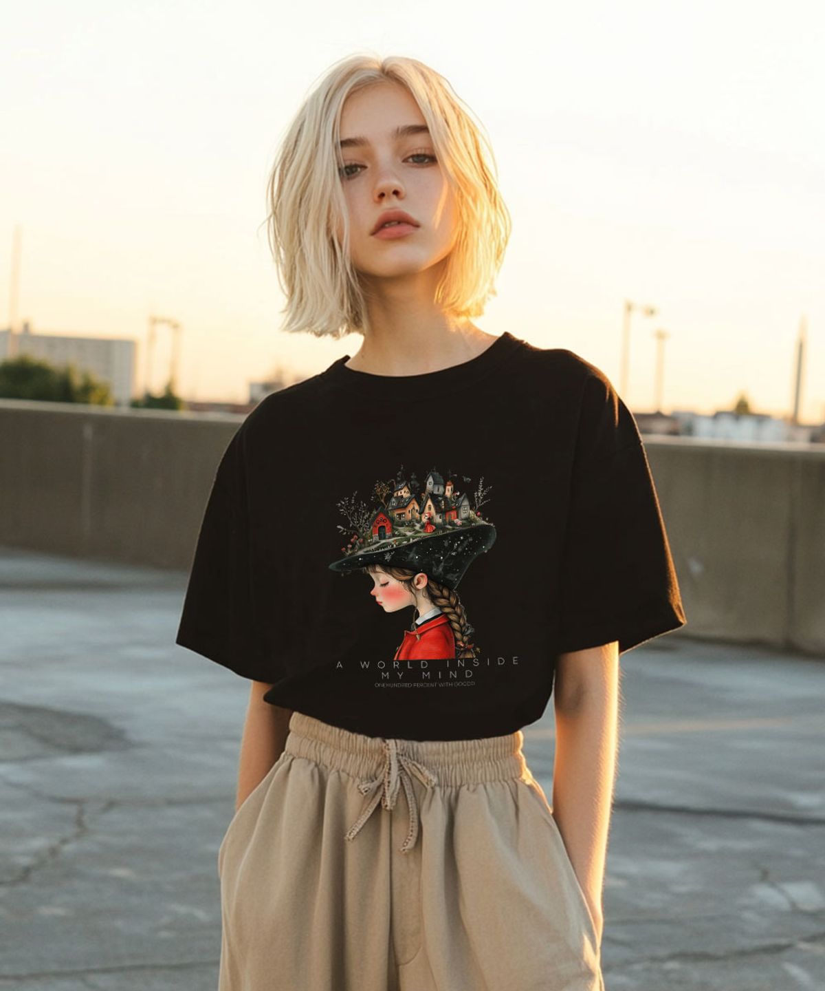 원헌드레드퍼센트 포 우먼(ONEHUNDREDPERCENT FOR WOMAN) OHPxGOODD 마인드 세미오버 반팔티