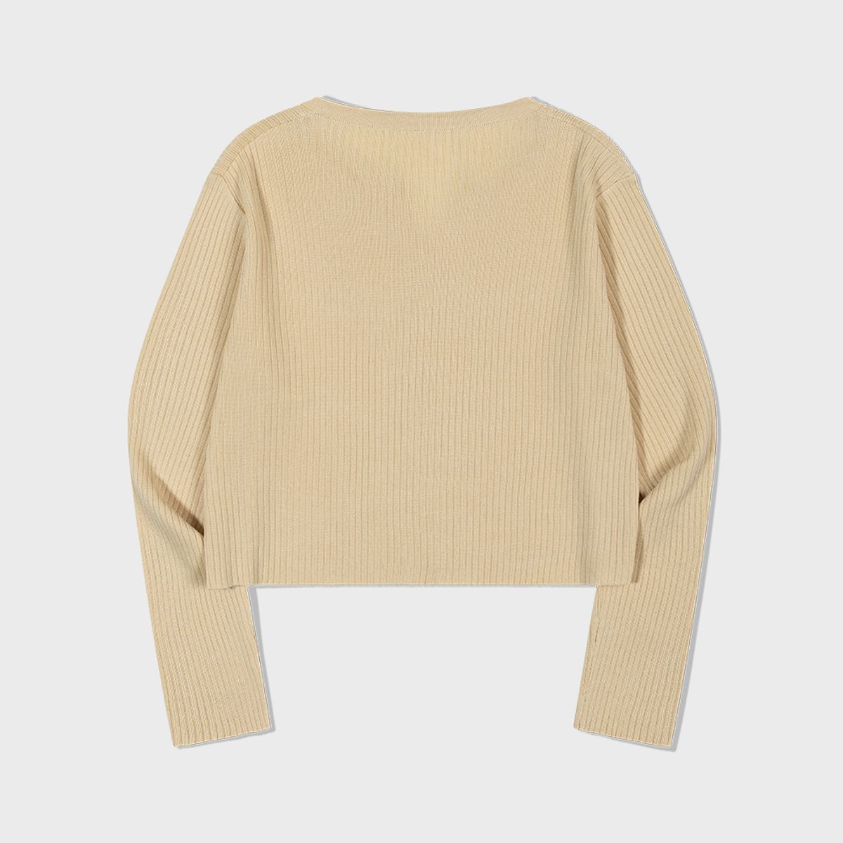 모아(MOAA) Cropped Button V Cardigan (BEIGE)
