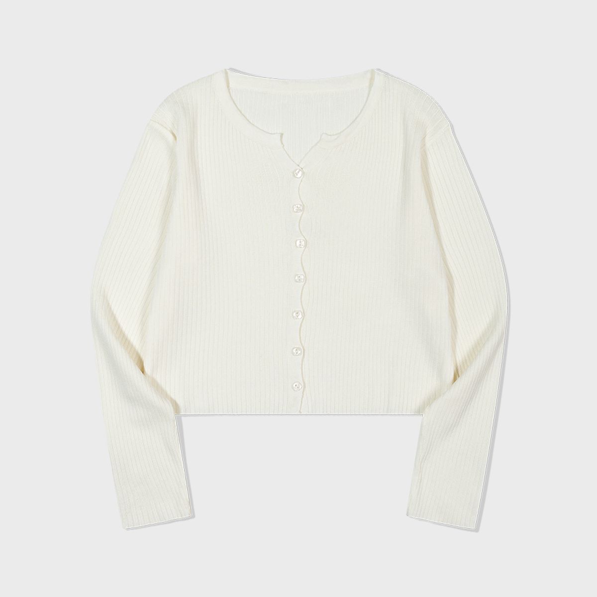 모아(MOAA) Cropped Button V Cardigan (WHITE)