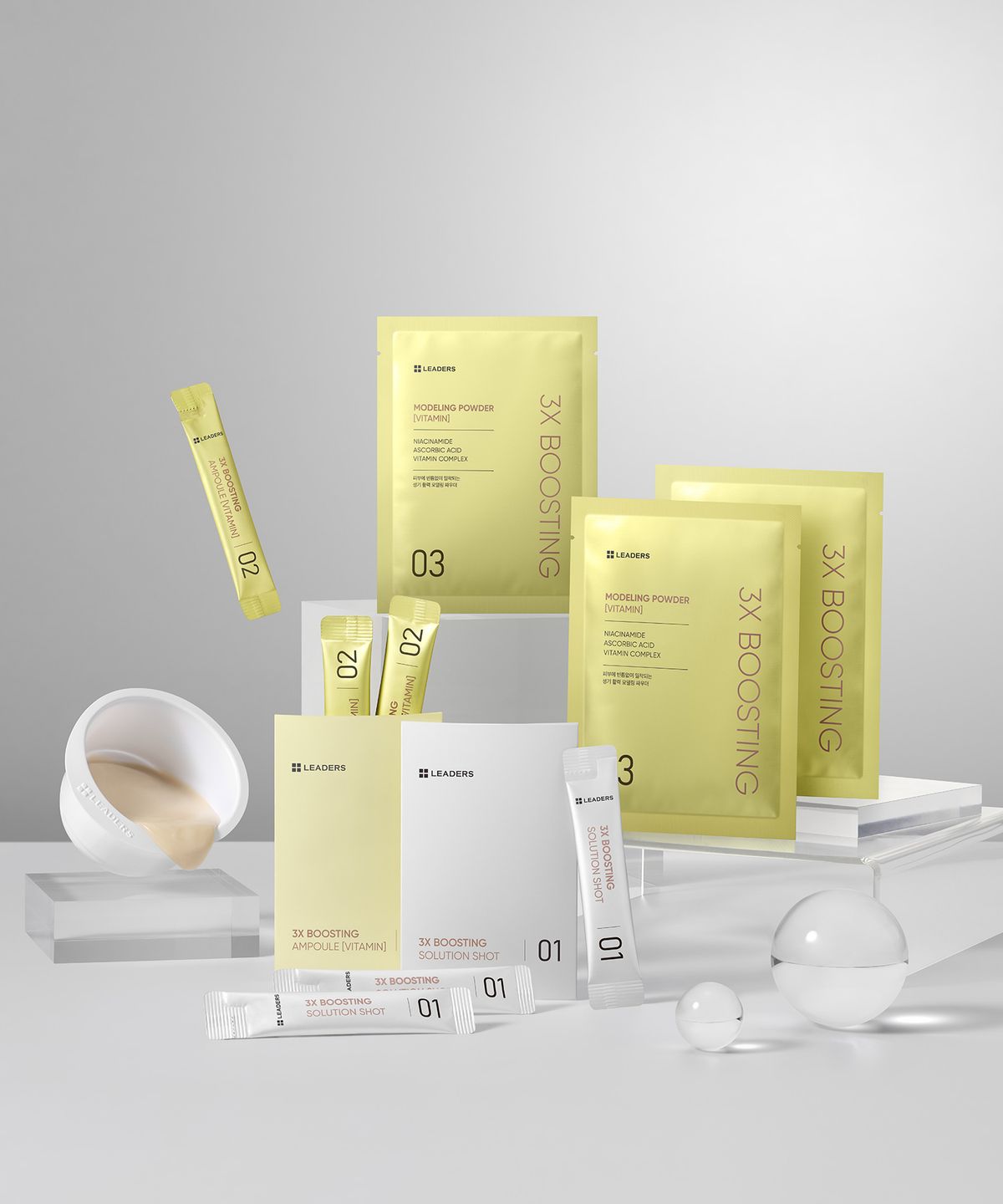 리더스코스메틱(LEADERS COSMETICS) [스피큘 모델링팩 3회분] 리더스 3X 부스팅 모델링 마스크 [비타민]