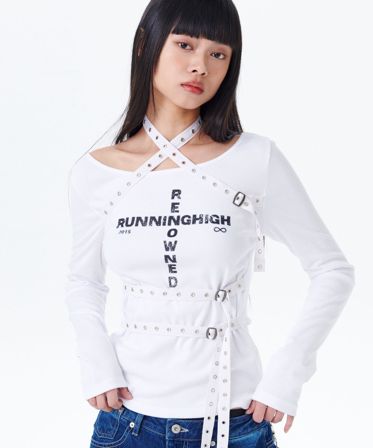러닝하이(RUNNINGHIGH) 벨트 슬림 L/S 티 [화이트]