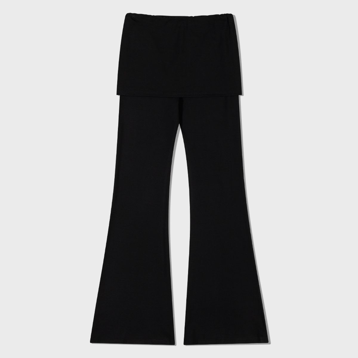 모아(MOAA) Skirt Overlay Flare Pants (BLACK)