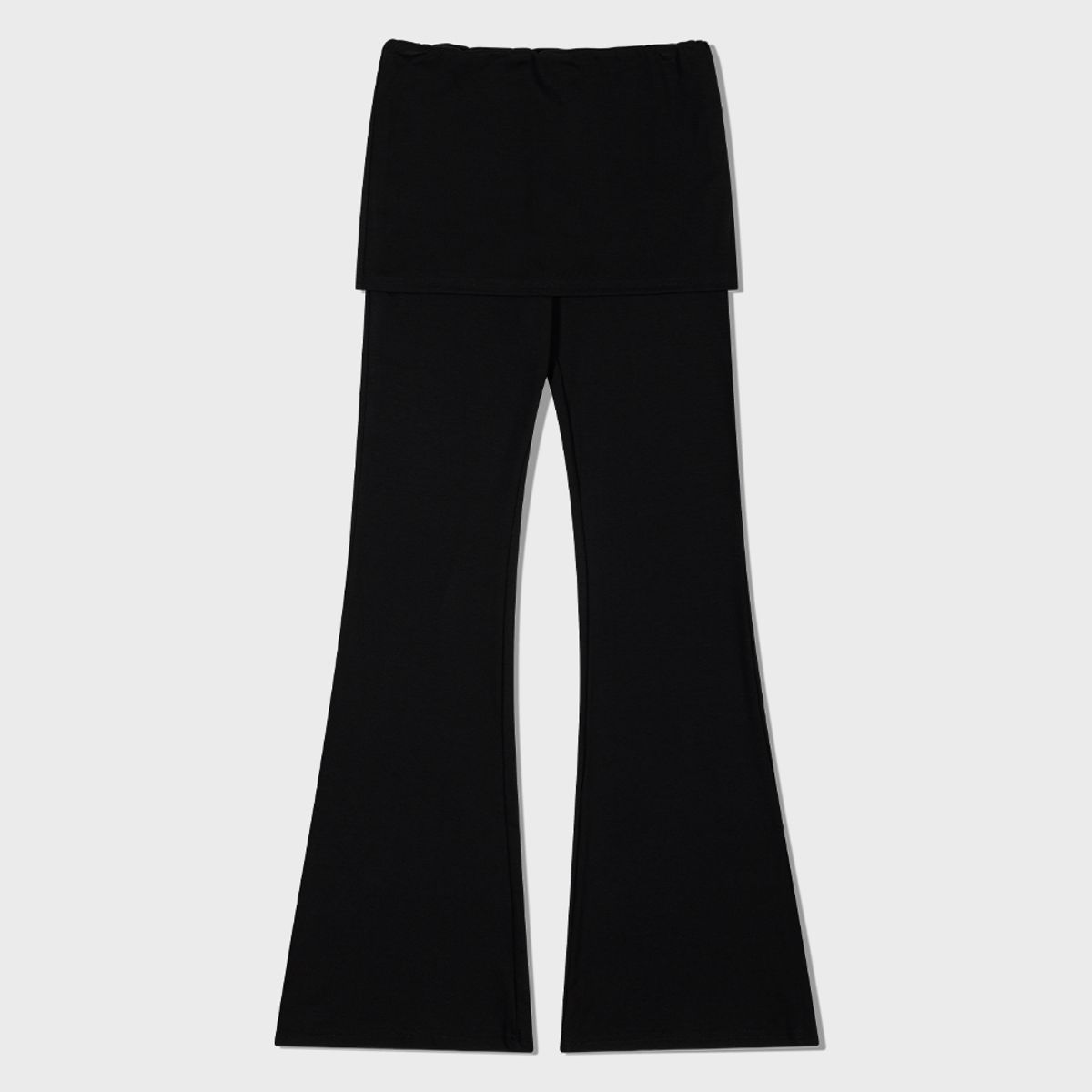 모아(MOAA) Skirt Overlay Flare Pants (BLACK)
