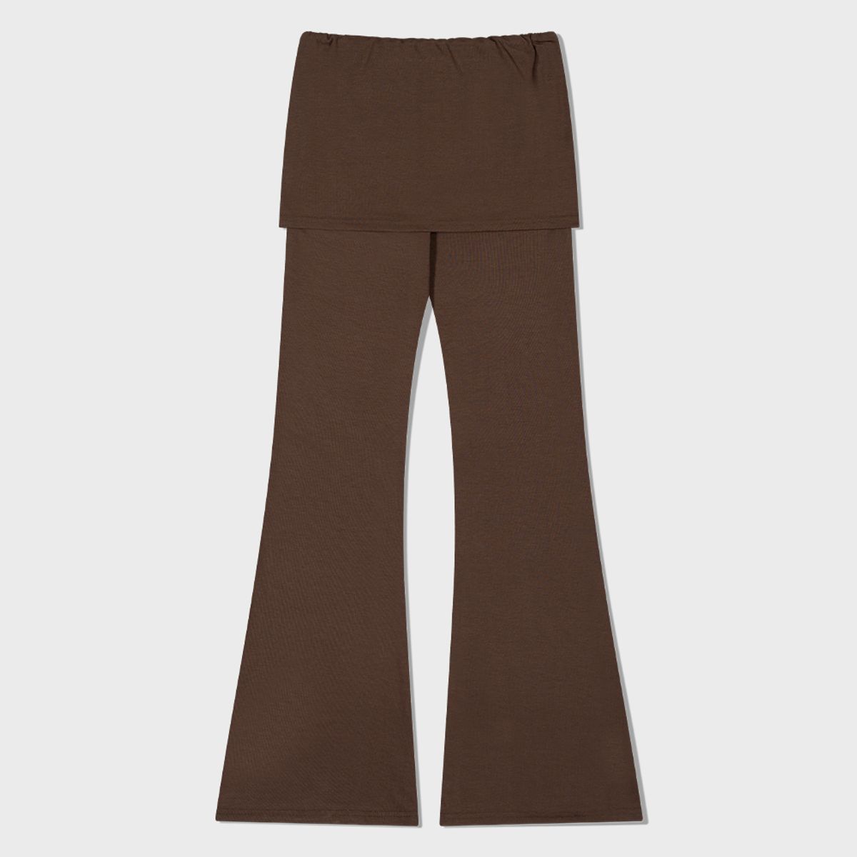 모아(MOAA) Skirt Overlay Flare Pants (BROWN)